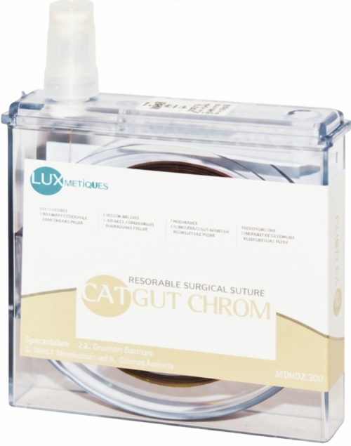 LuxSutures CATGUT CHROM Veterinary Absorbable Surgical Suture – USP 0 – 50 cm – Brown – Cassette (1 Pc.)