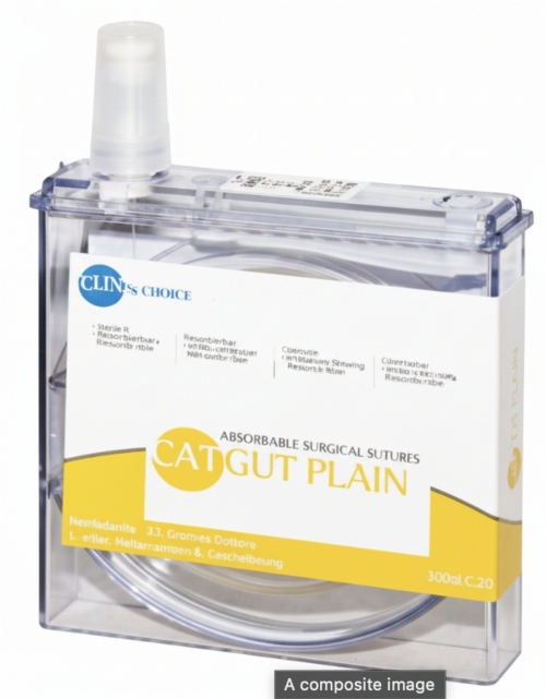 LuxSutures CATGUT PLAIN Veterinary Absorbable Surgical Suture – USP 1 – 75 cm – Beige – Cassette (1 Pc.)