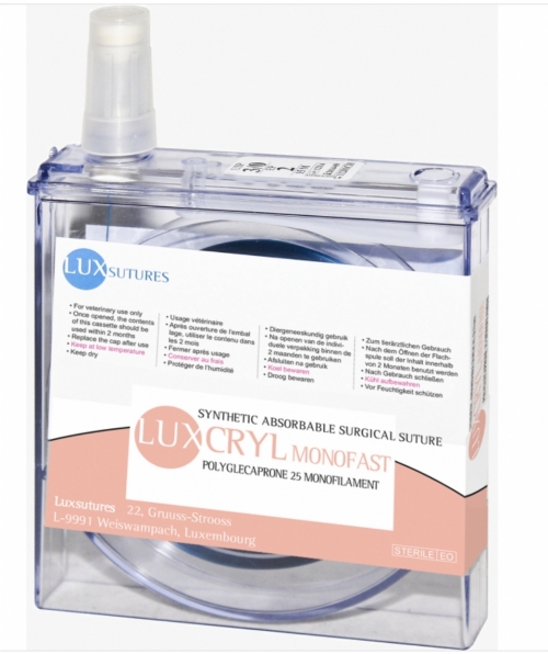 LuxSutures LUXCRYL MONOFAST Absorbable Veterinary Surgical Suture – USP 1 – Violet – Poliglecaprone 25 Monofilament Suture – 50 cm (1 pc)