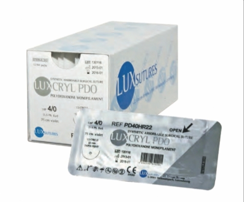 LuxSutures LUXCRYL PDO Absorbable Surgical Suture – USP 1 – 150 cm – Violet – HR 50 (50 mm) Round-Bodied Taper Needle (Box of 12)