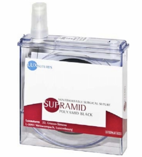 LuxSutures SUPRAMID Black Veterinary Pseudo-Monofilament Suture – WITHOUT Solution (Dry) – USP 2 – 75 cm – Black (1 Pc.)