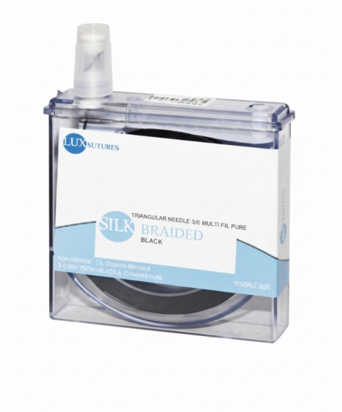 LuxSutures SILK BRAIDED BLACK Veterinary Non-Absorbable Surgical Suture – USP 0 – 100 cm – Black (1 Pc.)