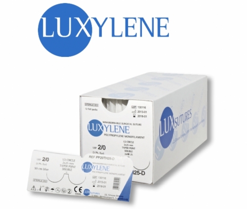 LUXSUTURES® LUXYLENE POLYPROPYLENE NON-ABSORBABLE MONOFILAMENT SURGICAL SUTURE – USP 3/0 – 75 CM – HR 25 ROUND BODIED TAPER POINT NEEDLE (BOX OF 12)