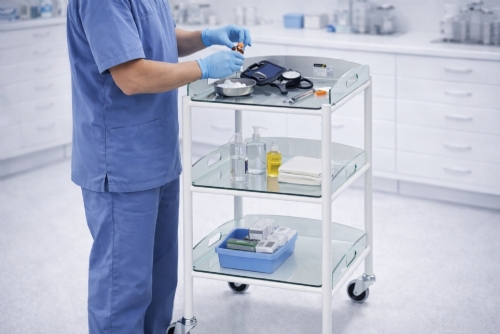 Dressing Trolley DT4 3 Glass Trays