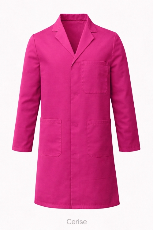 Lab Coat Stud Fastening - 100% Cotton - Cerise