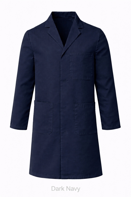 Lab Coat Stud Fastening - 100% Cotton - Dark Navy