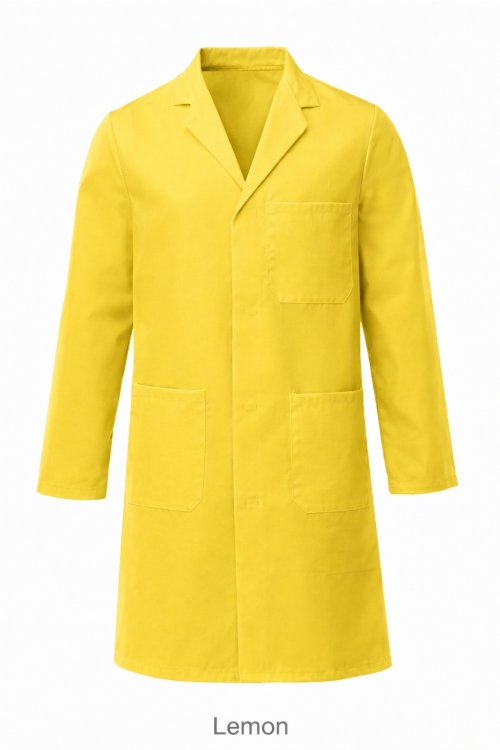 Lab Coat Stud Fastening - 100% Cotton - Lemon