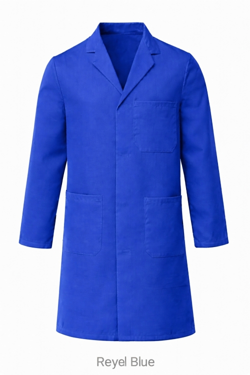 Lab Coat Stud Fastening - 100% Cotton - Royal Blue