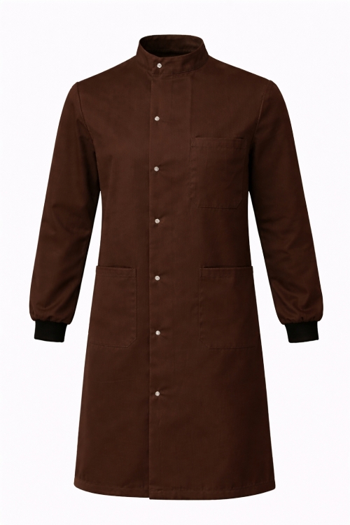 Howie Coat Stud Fastening Rib Cuff - 100% Cotton - Brown