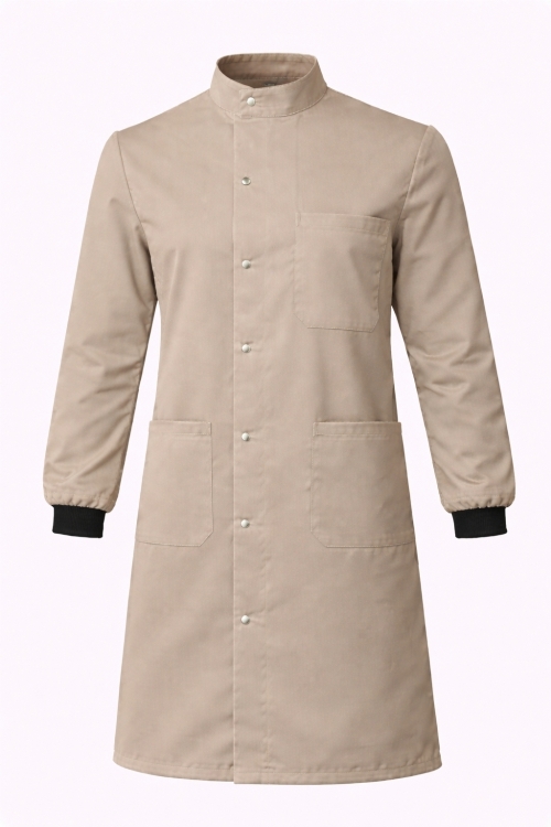 Howie Coat Stud Fastening Rib Cuff - 100% Cotton - Stone