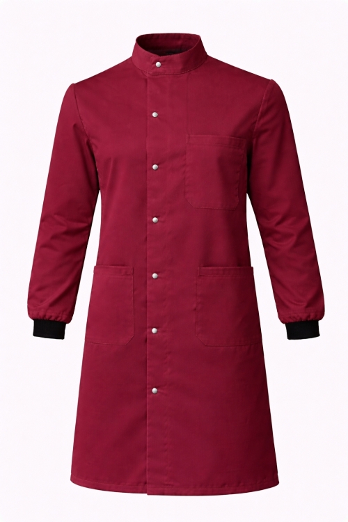 Howie Coat Stud Fastening Rib Cuff - 100% Cotton - Wine