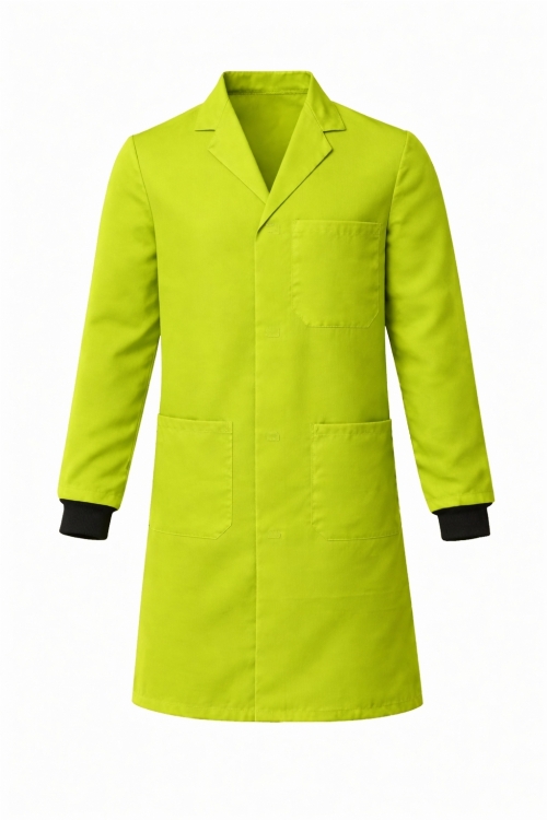 Lab Coat Stud Fastening Rib Cuff - 100% Cotton - Lime