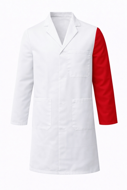 100% Cotton Drill Lab Coat - Fire Warden / Marshal Identification (Red Sleeve)