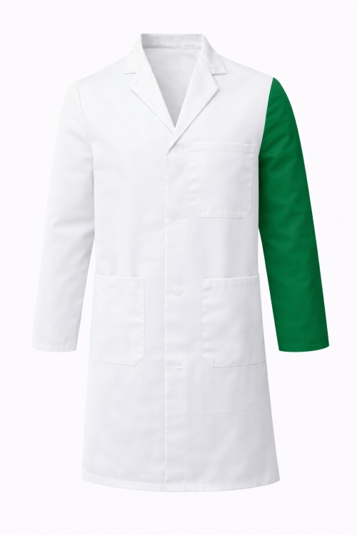 100% Cotton Drill Lab Coat - Health & Safety Officer / Representative Identification (Green Sleeve)