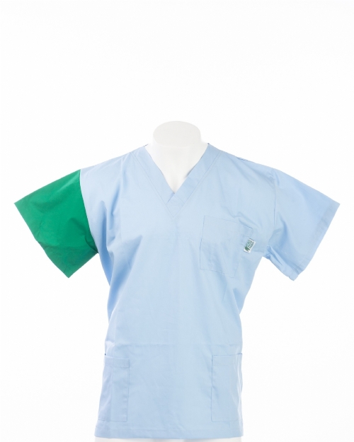 Green Sleeve Colour Coded Short Sleeve Medical Scrubs Top 100% Cotton