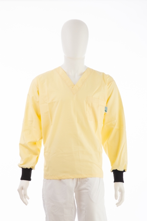 Lemon Long Sleeve Medical Scrub Top Elastic Cuff 100% Cotton