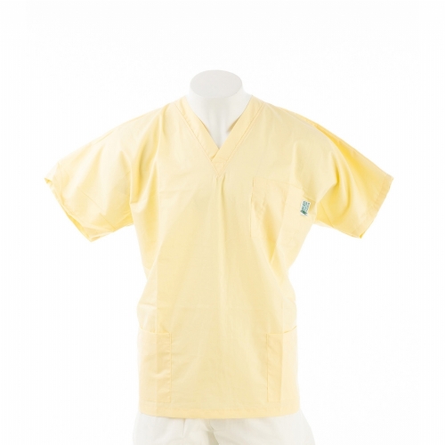 Lemon Short Sleeve Medical Scrub Top with Side Pockets 100% Cotton