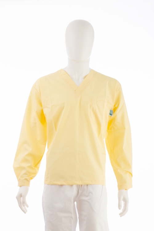 Lemon Long Sleeve Medical Scrub Top Velcro Cuff 100% Cotton