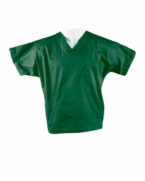 Bottle Green Short Sleeve Medical Scrub Top 100% Cotton
