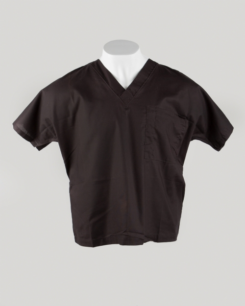 Black Short Sleeve Medical Scrub Top 100% Cotton