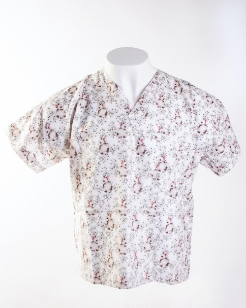 Baby Bunny Short Sleeve Medical Scrub Top 100% Cotton