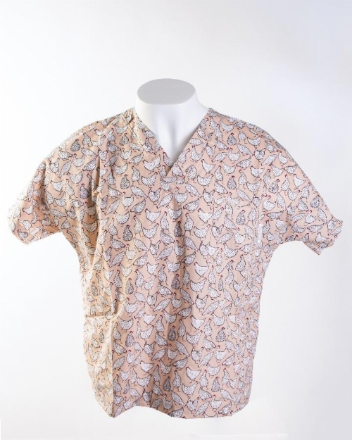 Chickens Short Sleeve Medical Scrub Top 100% Cotton