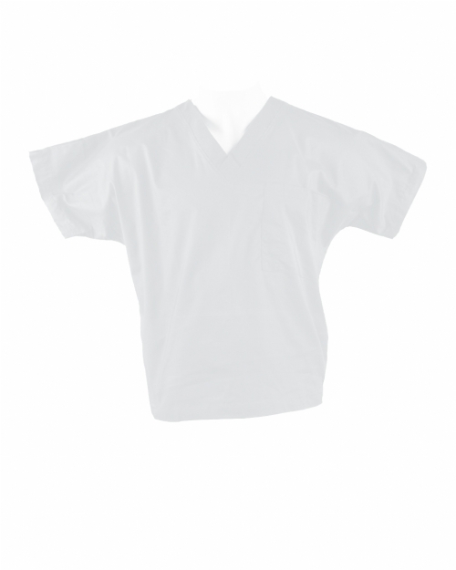 White Short Sleeve Medical Scrub Top 100% Cotton