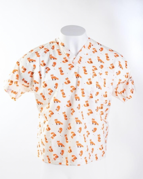 Funky Fox Short Sleeve Medical Scrub Top 100% Cotton