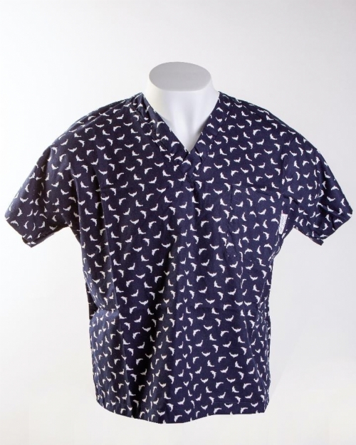 Blue Dolphin Short Sleeve Medical Scrub Top 100% Cotton