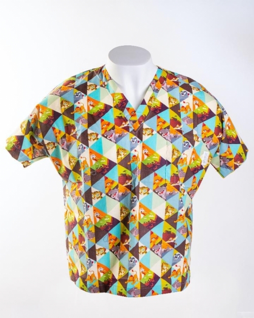 Disney Lion King Short Sleeve Medical Scrub Top 100% Cotton