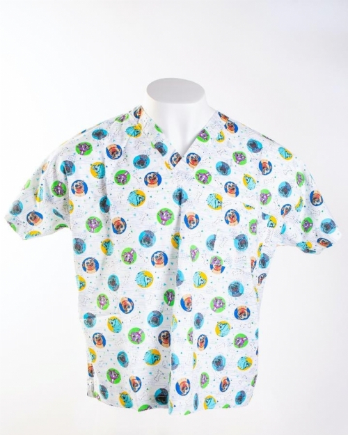 Puppy Dog Pals Short Sleeve Medical Scrub Top 100% Cotton