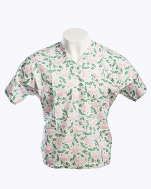 Pink Dove Short Sleeve Scrub Top 100% Cotton