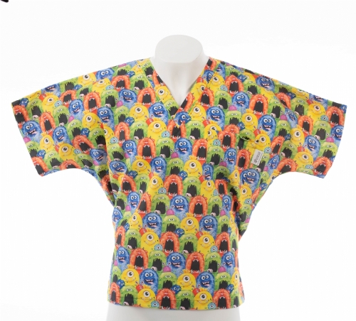 Cute Halloween Short Sleeve Scrub Top 100% Cotton