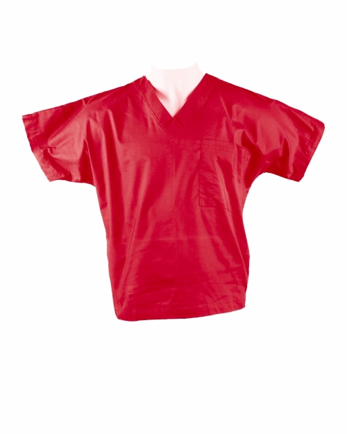 Red Short Sleeve Scrub Top 100% Cotton<br/>Size: 2XLarge
