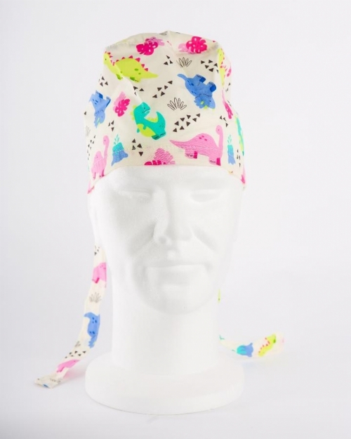 Ivory Baby Dinosaur Surgeons Hat 100% Cotton