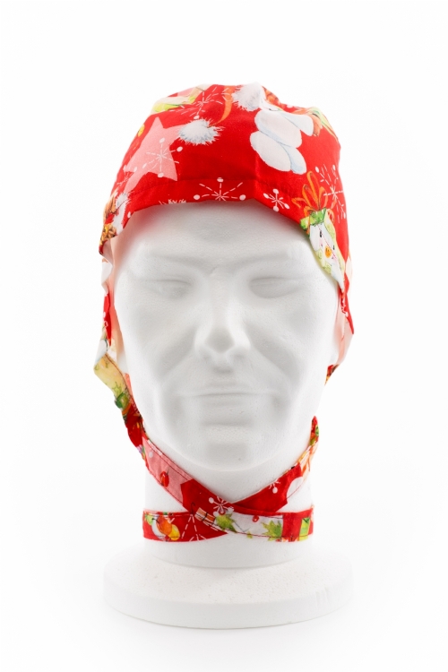 Red Snowman and the Star Scrub Cap 100% Cotton